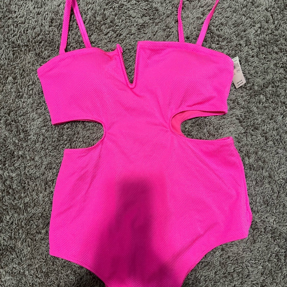 Vibrant Pink Cutout Swimsuit